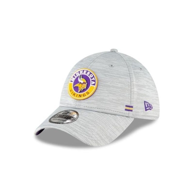 Grey Minnesota Vikings Hat - New Era NFL Official NFL Fall Sideline 39THIRTY Stretch Fit Caps USA9068354